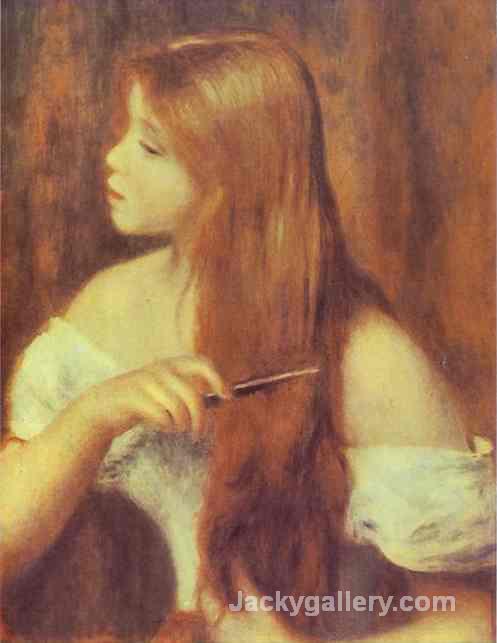 Young Girl Combing Her Hair by Pierre Auguste Renoir paintings reproduction